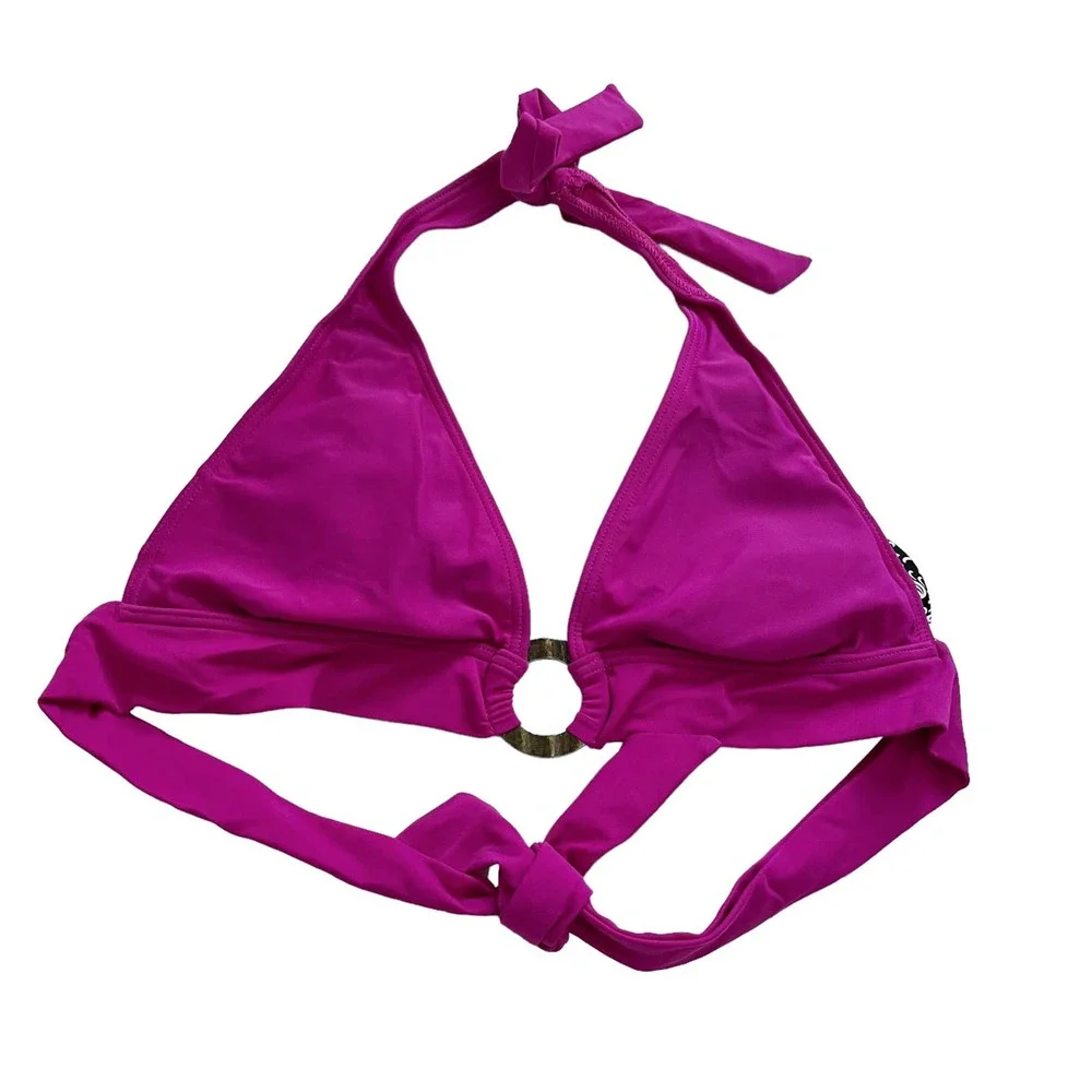 Becca Barbiecore Hot Pink Halter Swim Top Women size Medium NEW - Picture 5 of 5